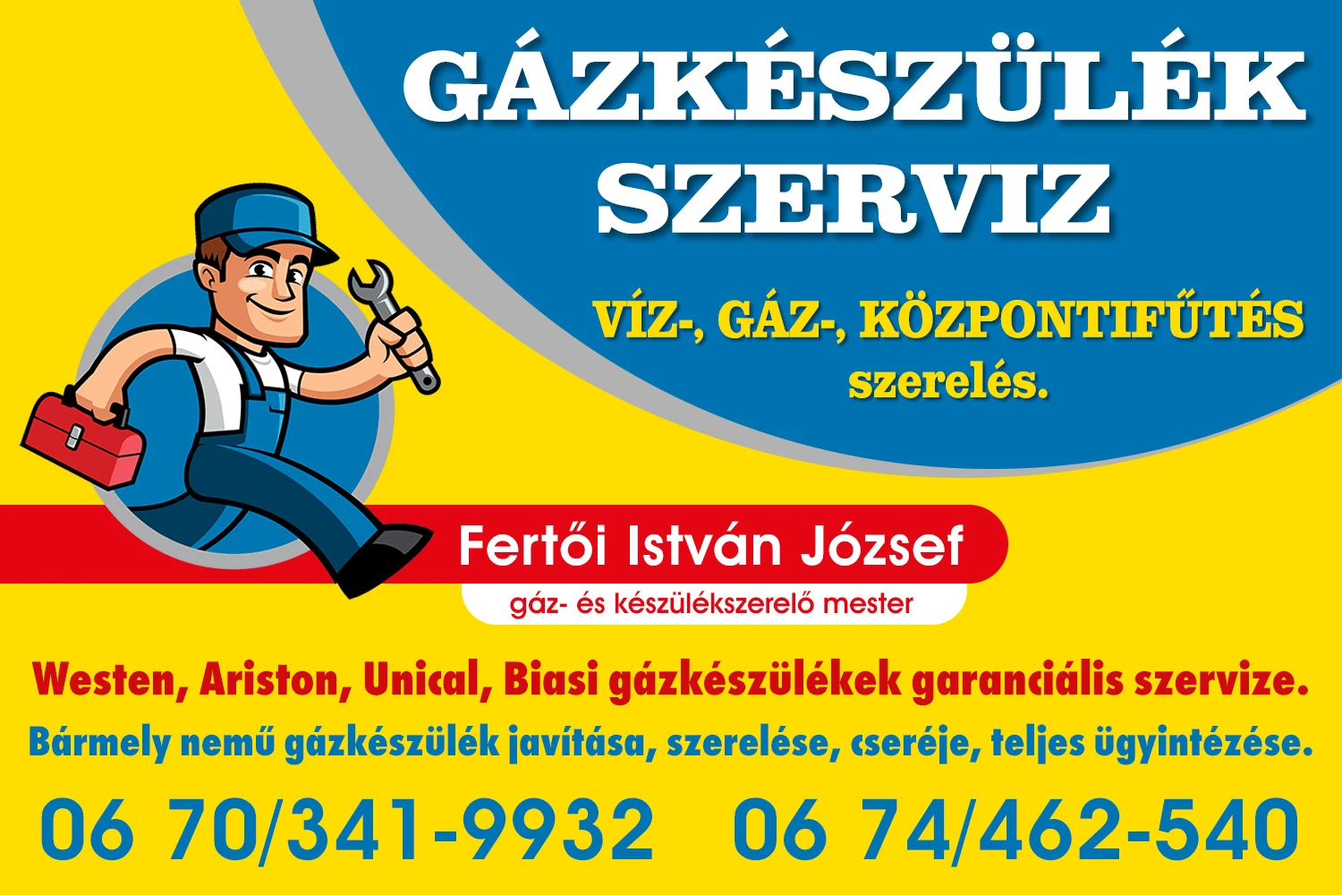 Gáz- és készülékszerelő - Fertői István